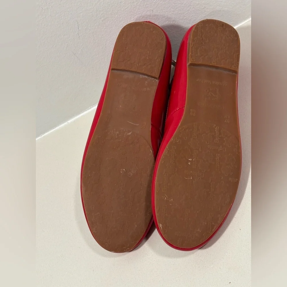 Girls Red Patent Ankle-Strap Flats